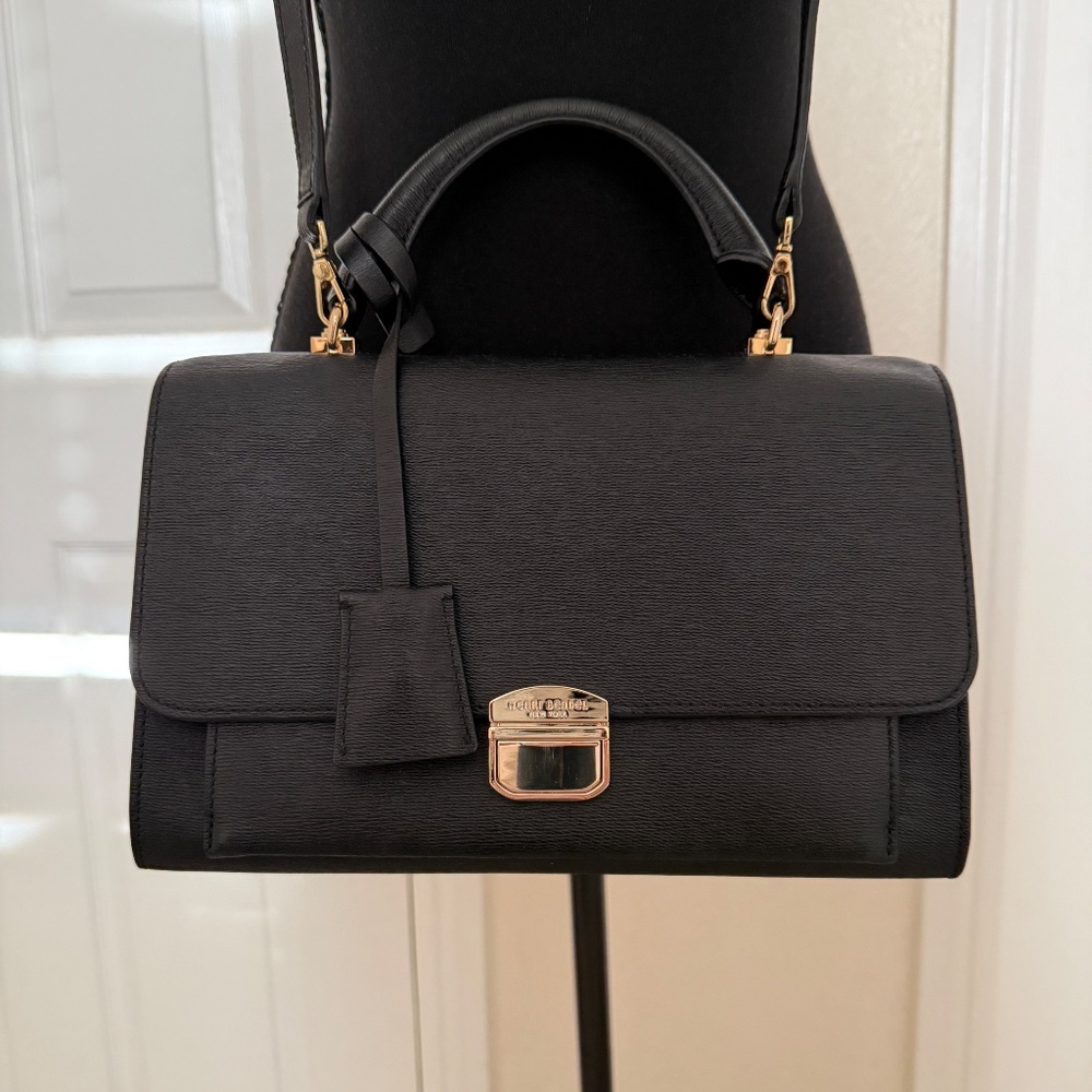 HENRI BENDEL Hutton Top Handle Satchel Crossbody Bag BLACK